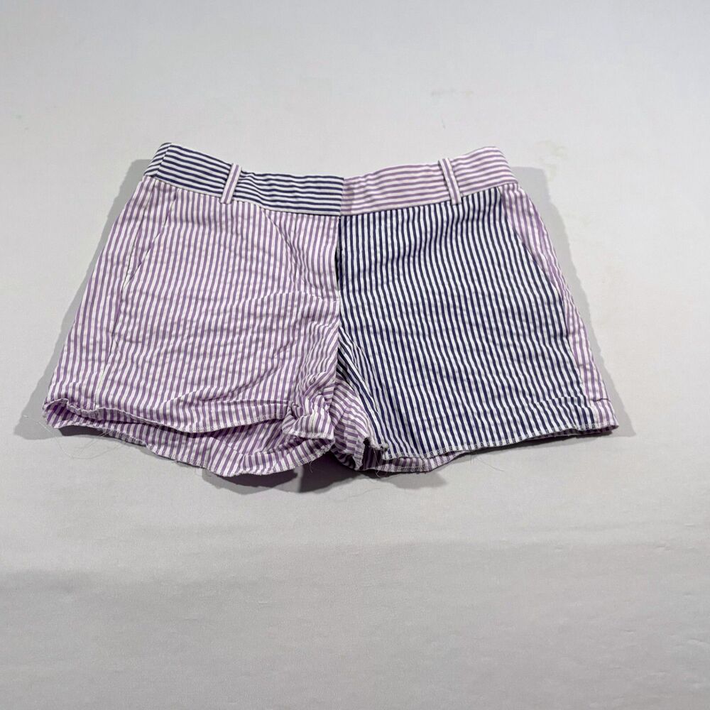 J Crew Women’s Sz 2  Seersucker Shorts Chino Color Block Stripe Cotton A3249